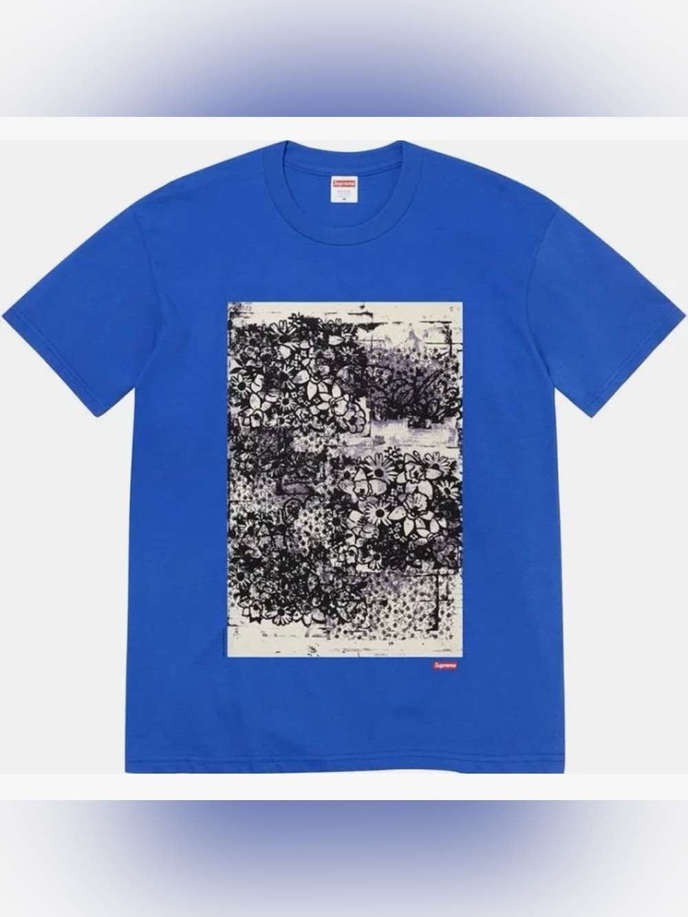 Supreme 1995 Christopher Wool Blue Floral Graphic Tee - Rare